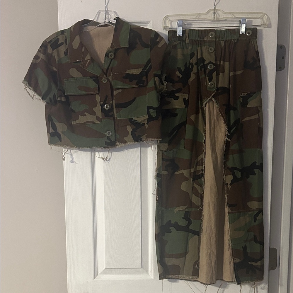 Camouflage Jacket and skirt Set